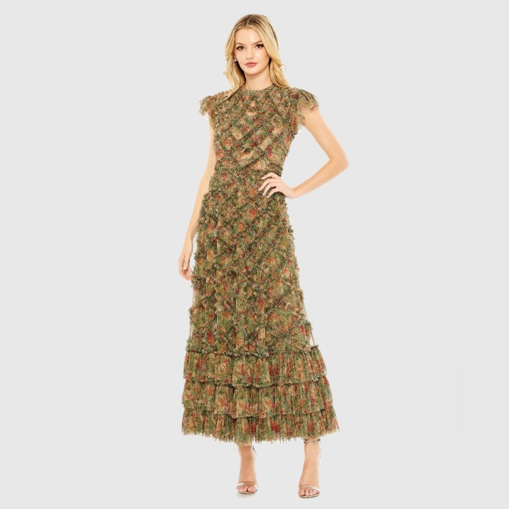 Mac Duggal Multicolor Textured Gown